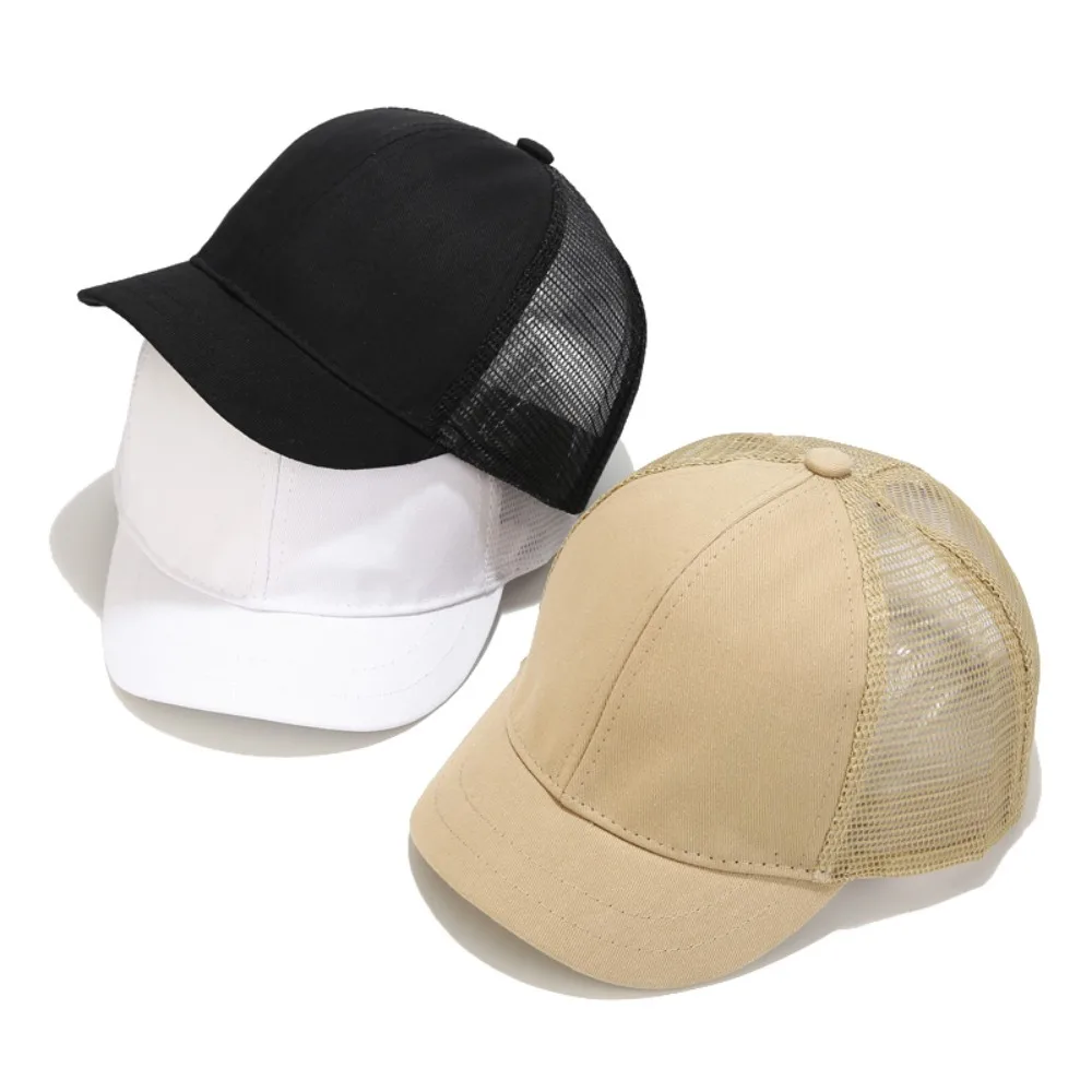 

Trendy Breathable Mesh Peaked Cap Short Brim Thin Summer Baseball Cap Cotton Soft Unisex Sunscreen Hat Couple