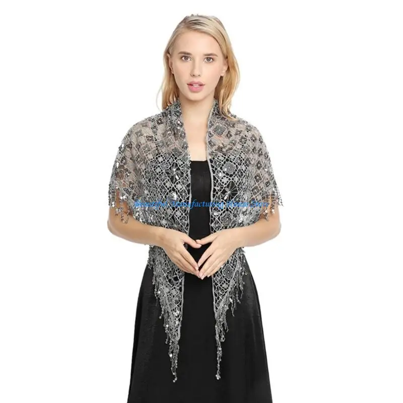 

E56A Delicate Sequins Embellished Wrap For Wedding Reception Party Accessories