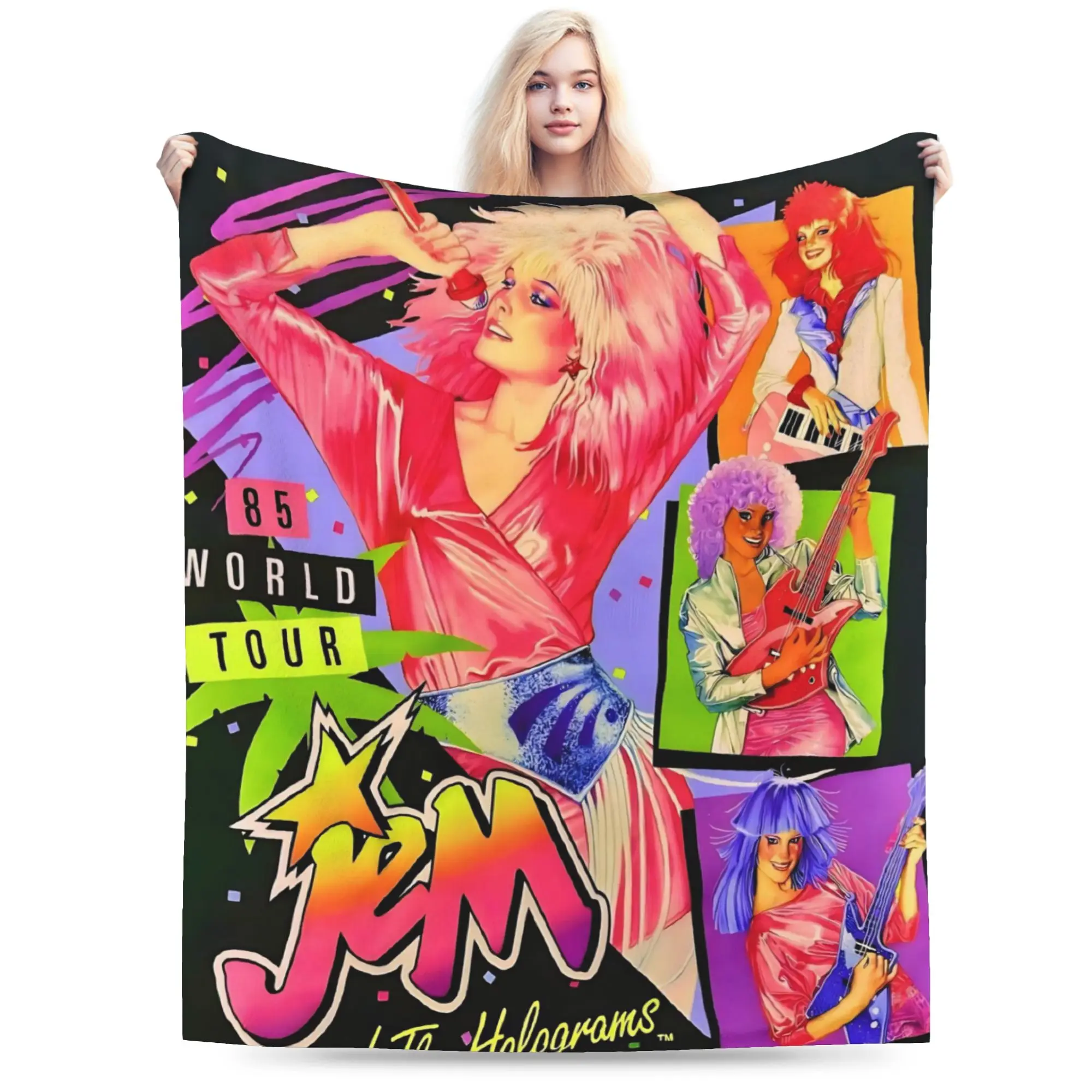 Jem And The Holograms Accessories Blanket Warm Cozy Fluffy  Throw Blankets for Bed 50x60 Inches Multi-size Throws And Blankets