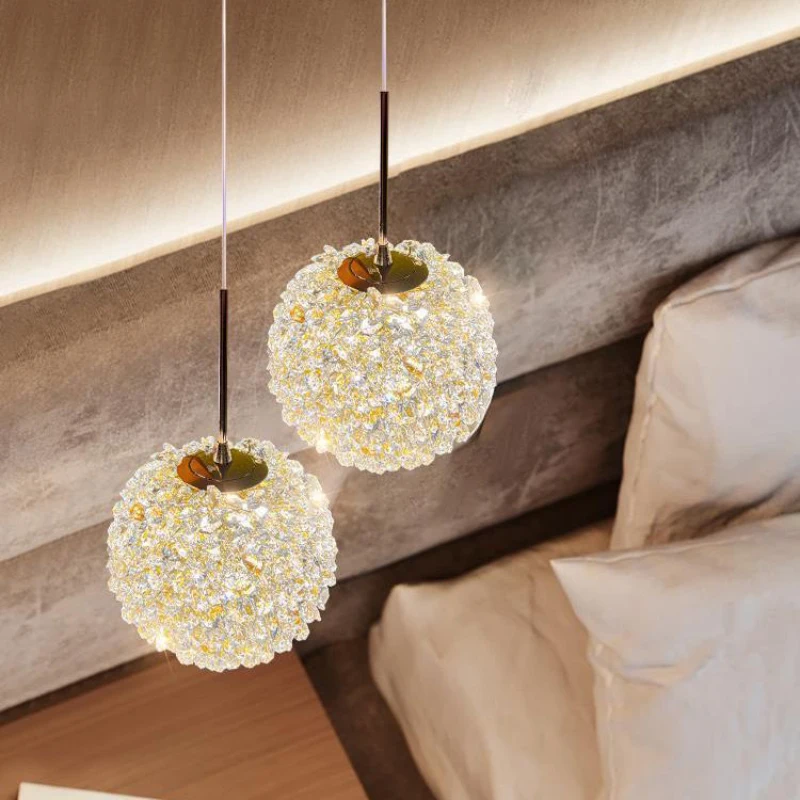 

Lychee crystal chandelier luxury home decoration suspended bedroom bedside romantic hanging light warm atmosphere lamp for girls