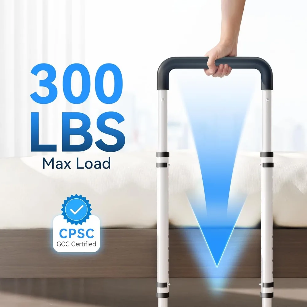 Rail de sécurité de lit réglable pour personnes âgées – Cadre en acier robuste, installation sans outil, convient à toutes les tailles de lit, capacité de 300 lb