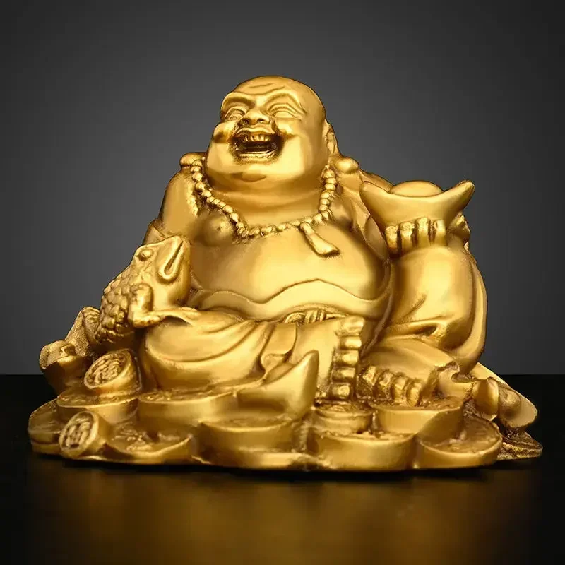 

Copper Maitreya Buddha Ornament ,Home Office Car Home Living Bedroom Decor