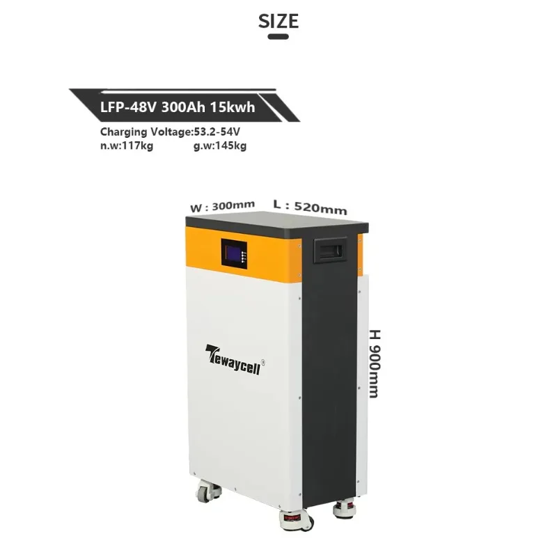 

Tewaycell 48V 280Ah 300Ah Solar Lithium Battery Pack 10kwh 13.44Kwh 14.4kwh Solar Energy System 48V 280Ah Energy Storage Battery