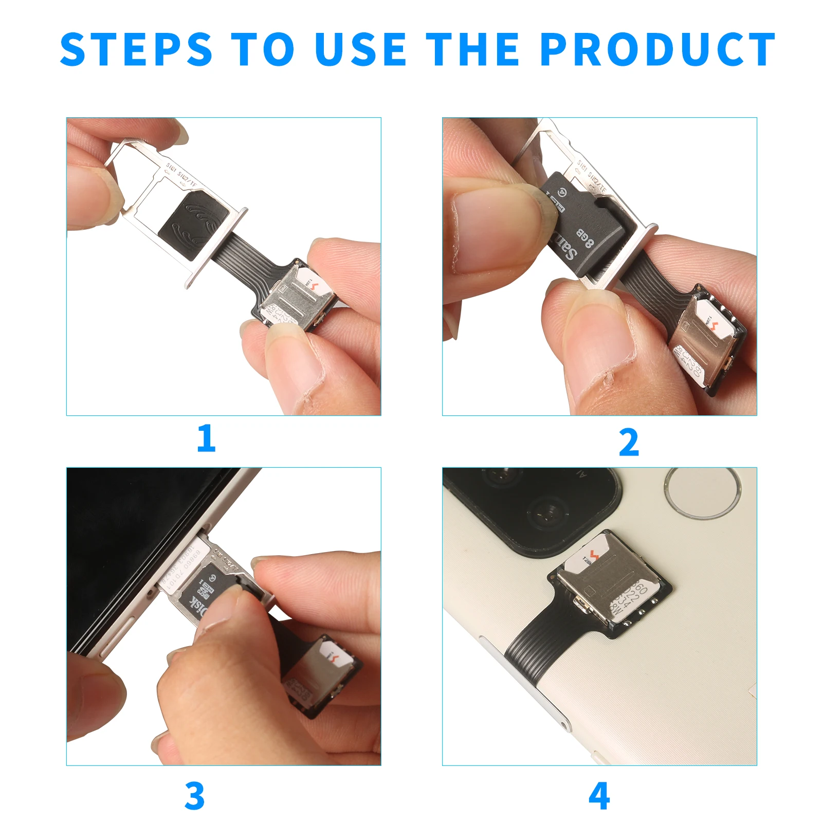 Cable de extensión de etiqueta engomada de tarjeta Nano Horizontal, Tarjeta SIM TF 2 en 1, pegatina de tarjeta, tarjeta de memoria de teléfono