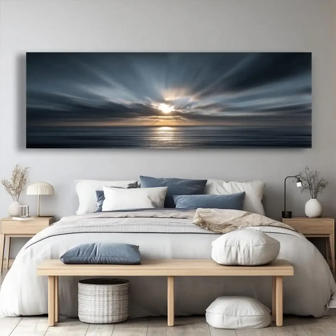 Narrow Horizontal Nature Mountain Canvas Prints Abstract Modern Art Wide Horizontal Abstract Nature Wall Art for Office Rooms