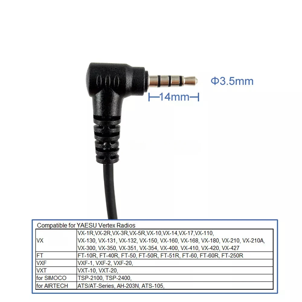 VOX Наушник-гарнитура с микрофоном и воздушной трубкой, PTT, микрофонная гарнитура для YAESU VERTEX VX-3R FT-60R FT1DR FT2DR VX-10 Радио
