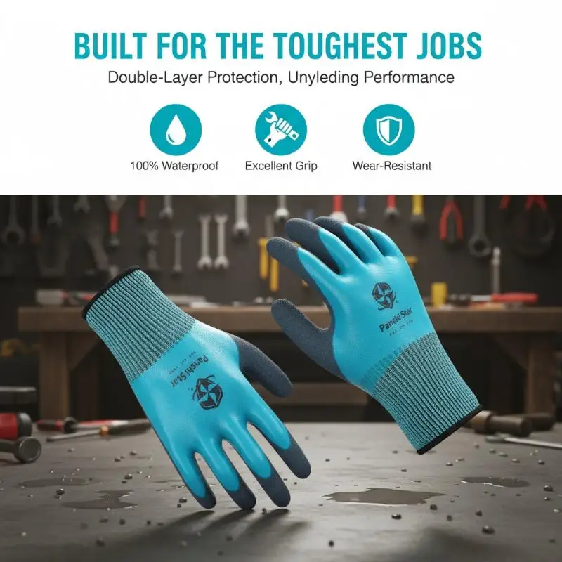Nitrile Coated Work Gloves Puncture Resistant Non-slip 1 Pair Durable Safety Gloves for Yard Work Fishing Repairing