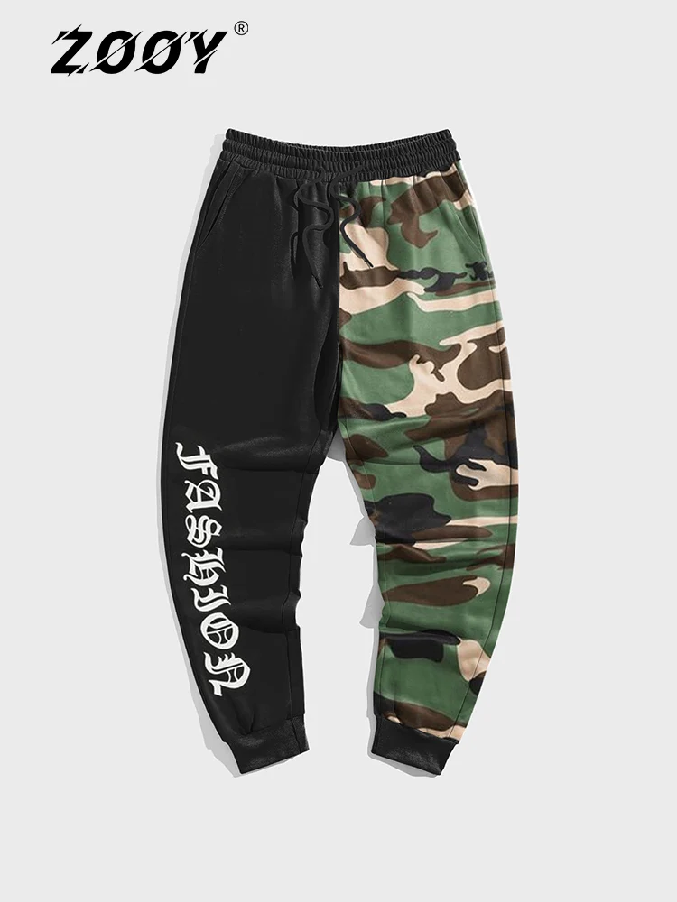 

ZOOY (L-9XL) Men's Plus Size Vintage Fashion Graffiti Hip Hop Splash Flame Oil Painting Color-Blocked Print Trousers