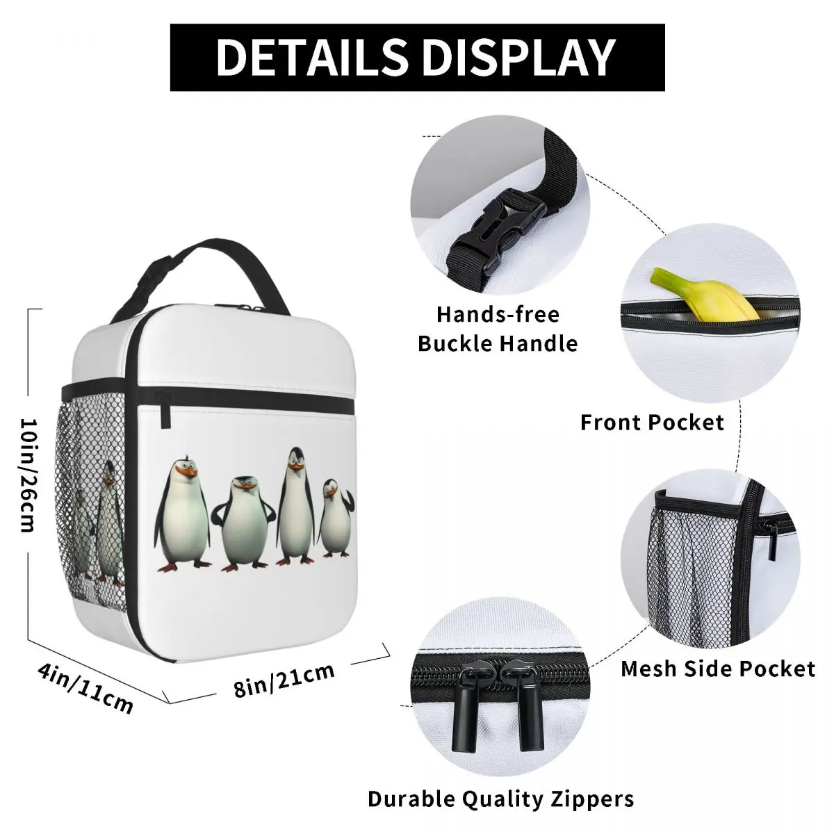 Pose Penguins Of Madagascar Insulated Lunch Bag for Kids School Cooler Thermal Food Box Tote Portable Lunch Boxes Container