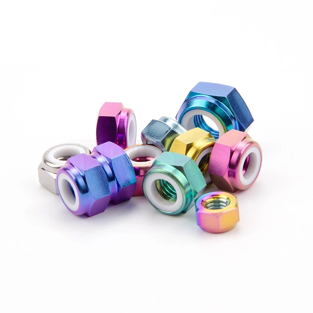 Weiyi 1 Stück/Set M4 M5 M6 M8 M10 M12 TC4 Titanlegierung Sechskant-Nylonmutter Selbstverriegelnde Anti-Lockerungs-Mutter Sicherungsschraubkappe – Detail 4