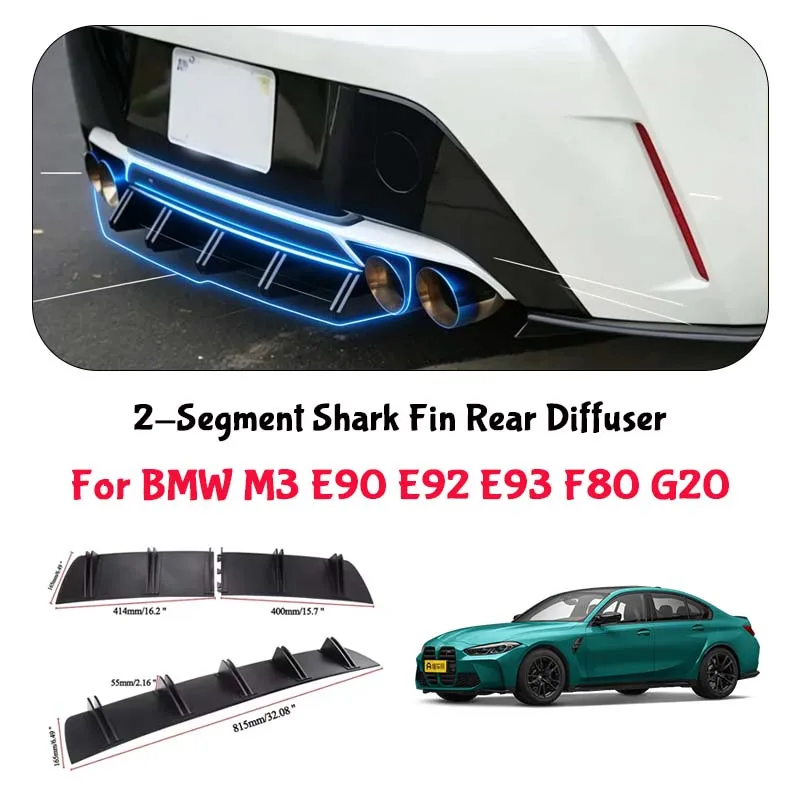 For BMW M3 E90 E92 E93 F80 G20 Shark Fin Rear Diffuser Split Chassis Spoiler Auto Aerodynamic Parts Aerodynamic Modification