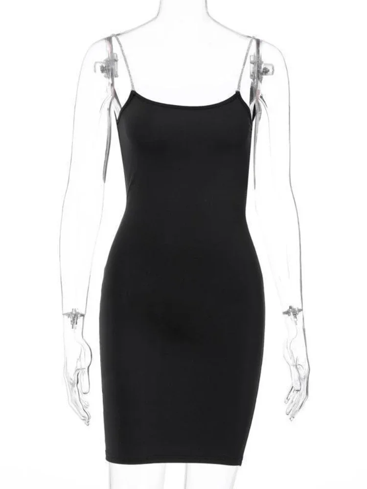 Sexy Rhinestone Shoulder Strap Sleeveless Slim Bodycon Dress Women Girdling Waist Skinny Mini Dress Elegant Club Party Vestidos