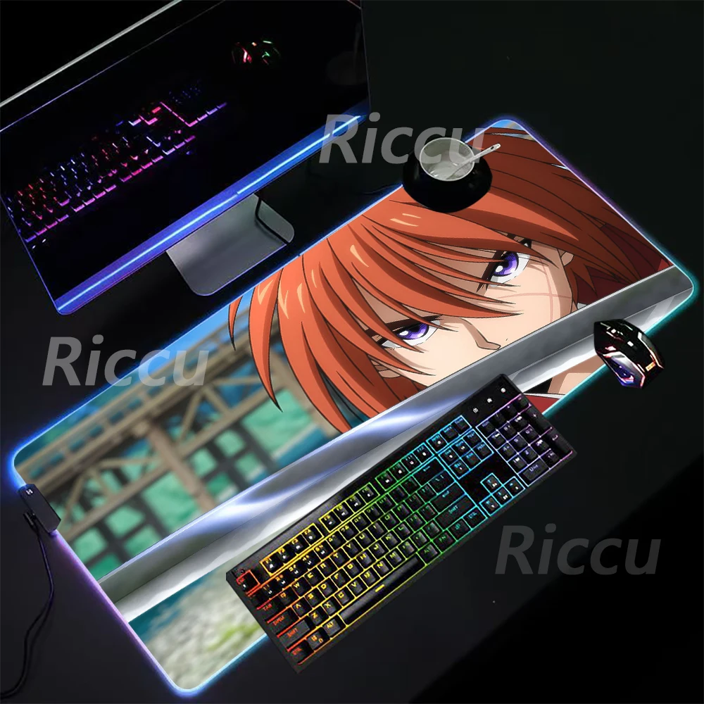 Imagem -03 - Rgb Anime Mouse Pad com Impressão de Alta Definição Rgb Mouse Pad Esteira de Tabela Muitas Pessoas Gostam Himura Kenshin Acessórios Xxl