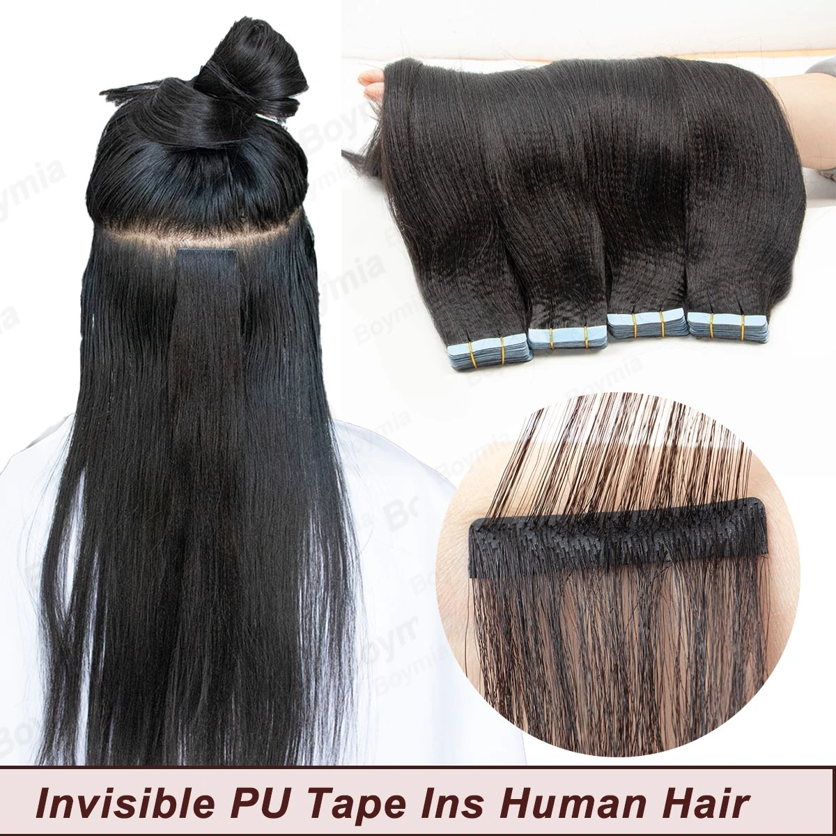 

Невидимая лента для наращивания волос, человеческие волосы, кудрявые прямые/светлые прямые ленты Yaki, черная лента Remy для волос, 20 шт.