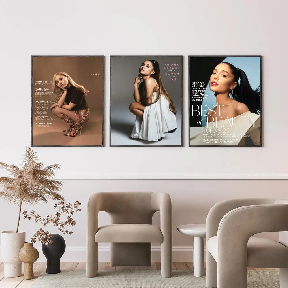 music Ariana Grande Poster Poster HD Self-Adhesive Art Print Waterproof Wall Decor for Bedroom Living Room Decor Gift