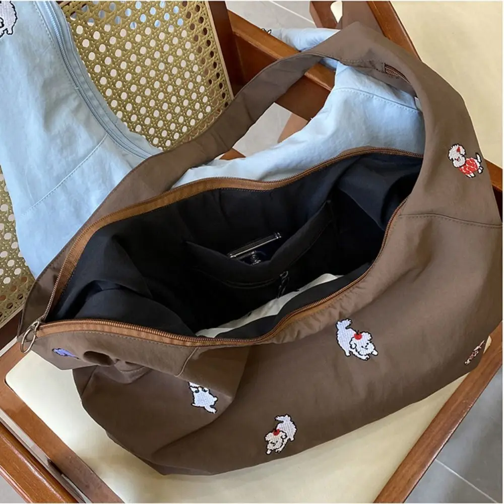 Сумка на плечо с героями мультфильмов для поездок на работу, милая нейлоновая сумка с вышивкой в корейском стиле для щенков, повседневная сумка-мессенджер большой вместимости для женщин и девочек