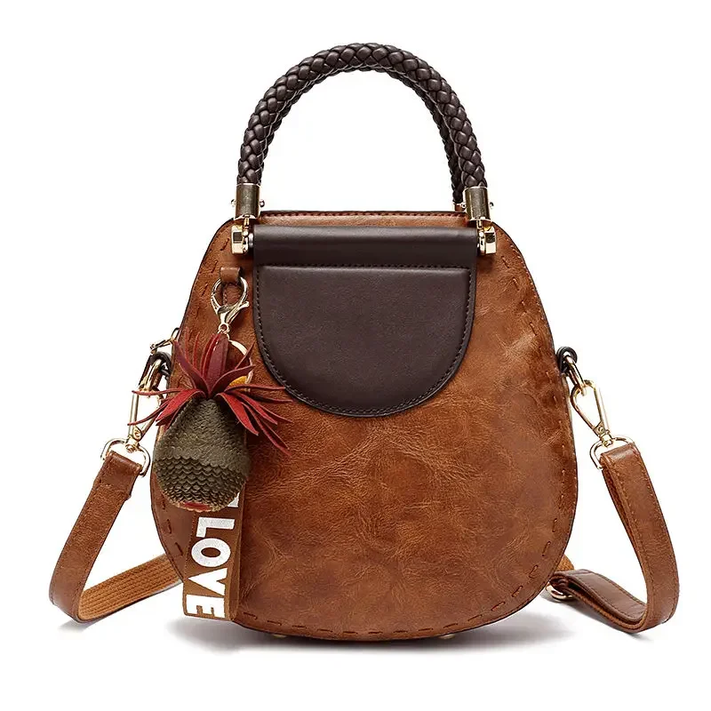 French Style Leather Retro Women Bag 2025 New Fashion Personality Woven Handbag Texture Cowhide Single Shoulder Crossbody Bags