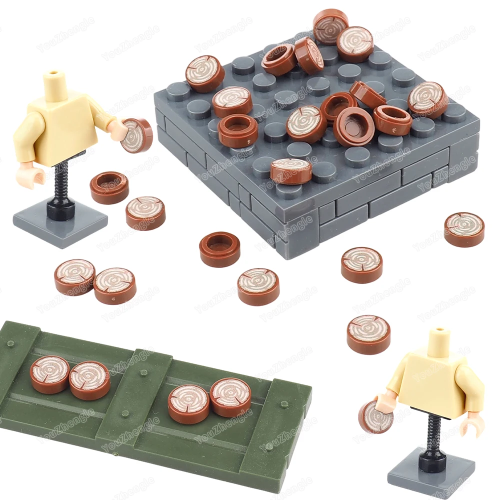 98138pb042 Baumstumpf Holzmaserung Muster Gedruckt Baustein Tiles1x1 Teile Zusammengebaute MOC Figuren Szene Modell Geschenke Jungen Spielzeug