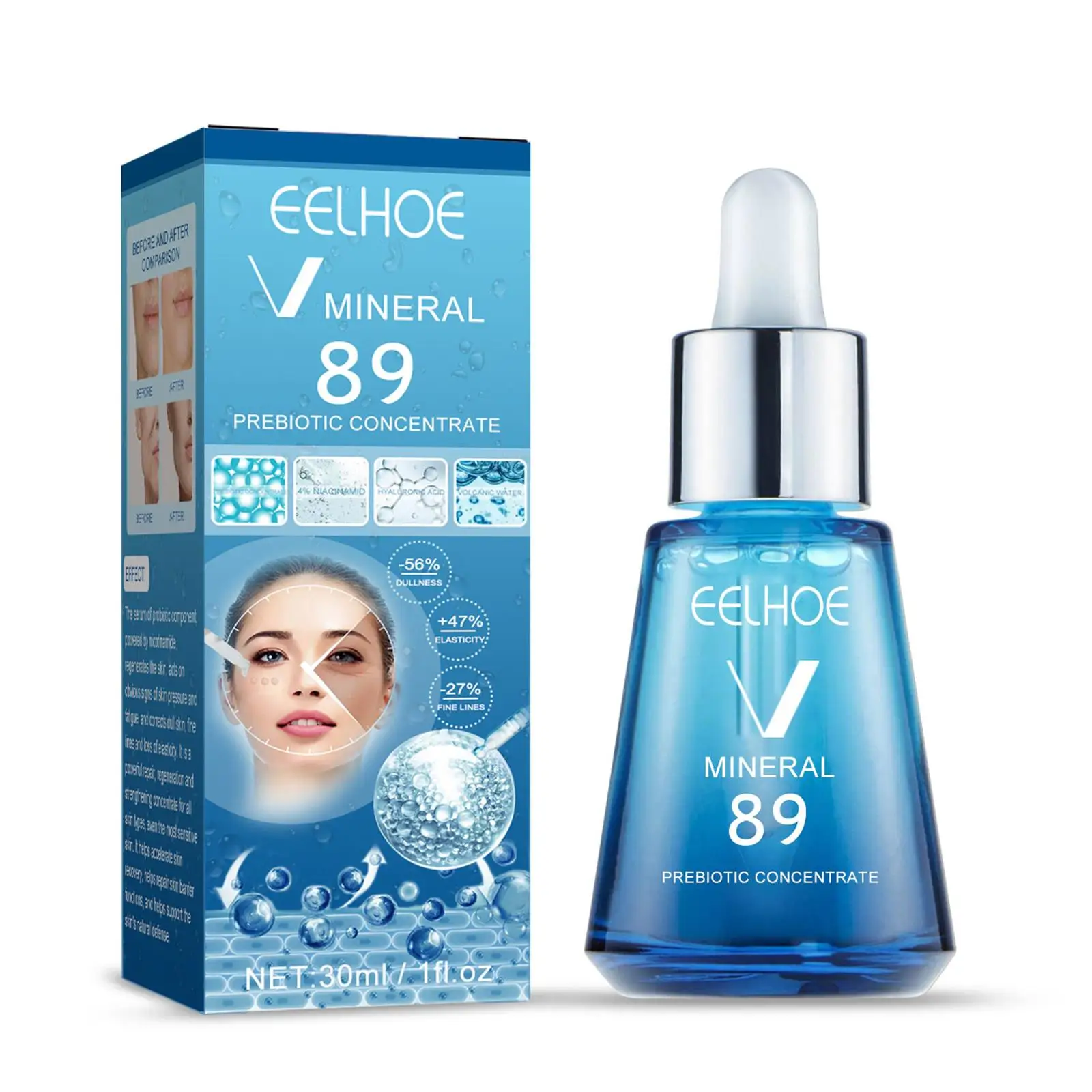 30ML V Mineral 89 siero antirughe idratante rassodante pieghe della pelle essenza nasale viso stringere la cura della rimozione della bellezza X5X1