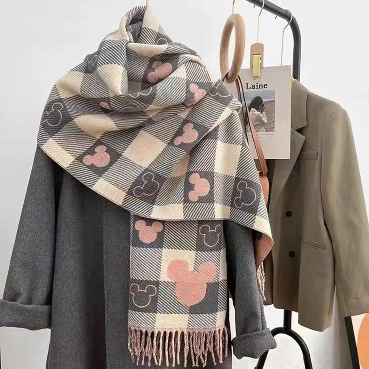 Autumn And Winter Imitation Cashmere Scarf Female Fashion Plaid Jacquard Elegant Long Scarf Short Beard Tassel Decorative Shawl