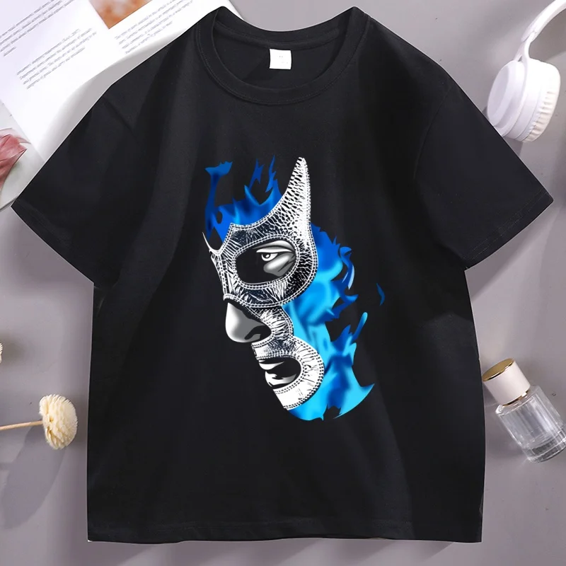 

Cotton Mexican Wrestler Demon-Blue Tshirt Men's Designer Cotton T Shirt Cool Comfortable Short Sleeve T-shirt Male Clothes