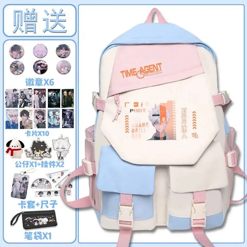 Juego de Anime negro Rosa enlace Click estudiantes adolescentes Mochilas escolares Mochilas de gran capacidad para lindo Kawaii