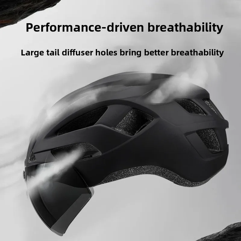 Unisex Adult Mountain And Road Bike Helmets With Magnetic Visor Goggles One-Piece Molded Cycling Helmets