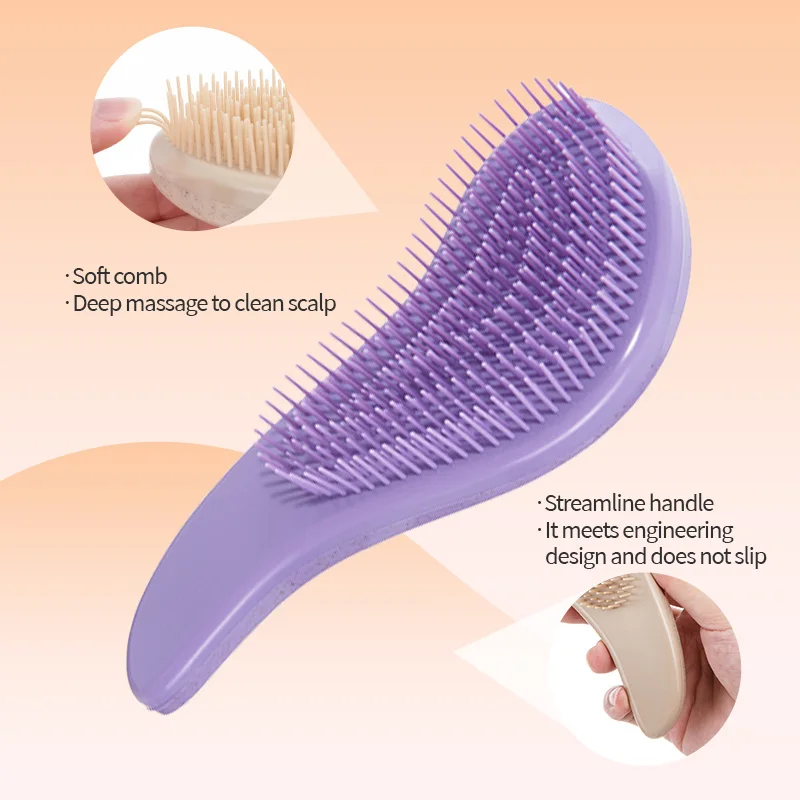 1pcs Magic Detangling Hairbrush Soft Wheat Straw Scalp Massage Comb Anti-static Gentle Grooming Brush Salon Hair Styling Brush