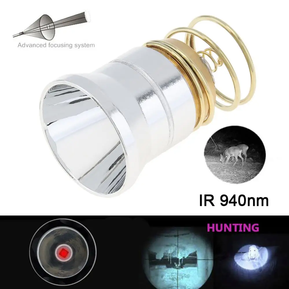 1 Mode 940nm IR LED Flashlight Bulbs Replacement Smooth Reflector P60 Drop-in Lamp Fit for 6P C2 D2 G2 Z2 / 501B 502B 501A 502D