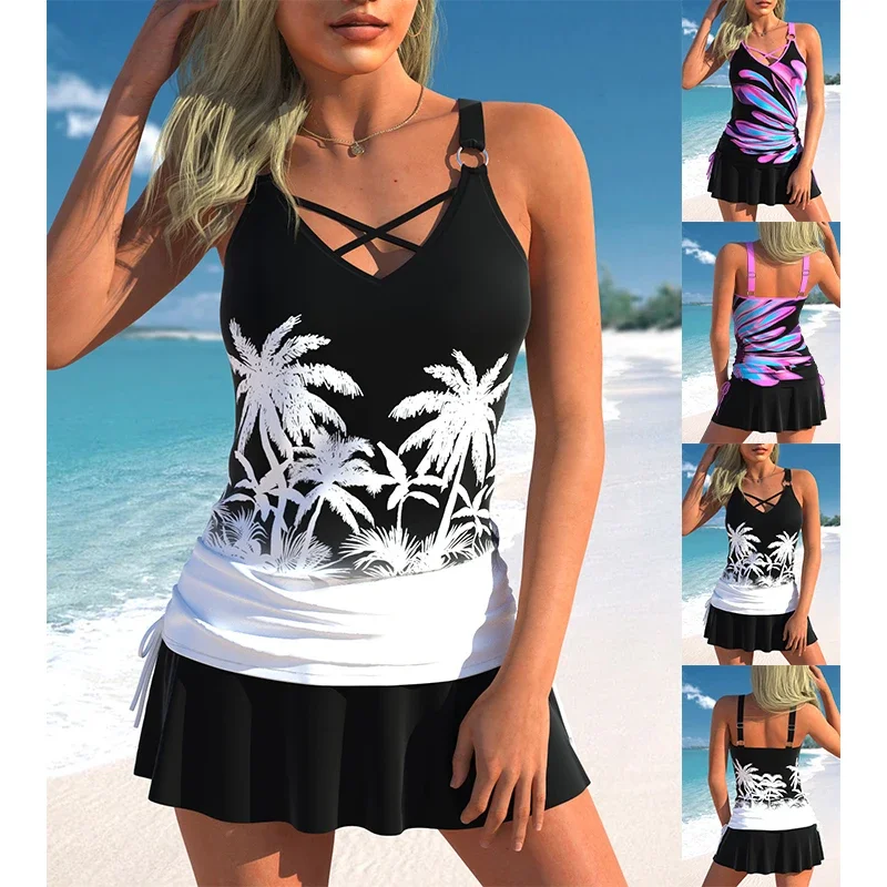 2023 New Summer Women's Regular Tankini Beach Set Monokini Swimwear Swimwear Two Piece Swimwear Fashion Print Tankin