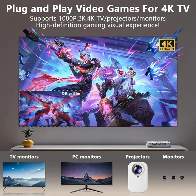 وحدة تحكم ألعاب M8 Mini 4K TV ريترو 2.4G وحدة تحكم مزدوجة لاسلكية عصا ألعاب 64 جيجابايت 20000 +/30000 ألعاب ريترو لعبة ريترو هدية عائلية #3