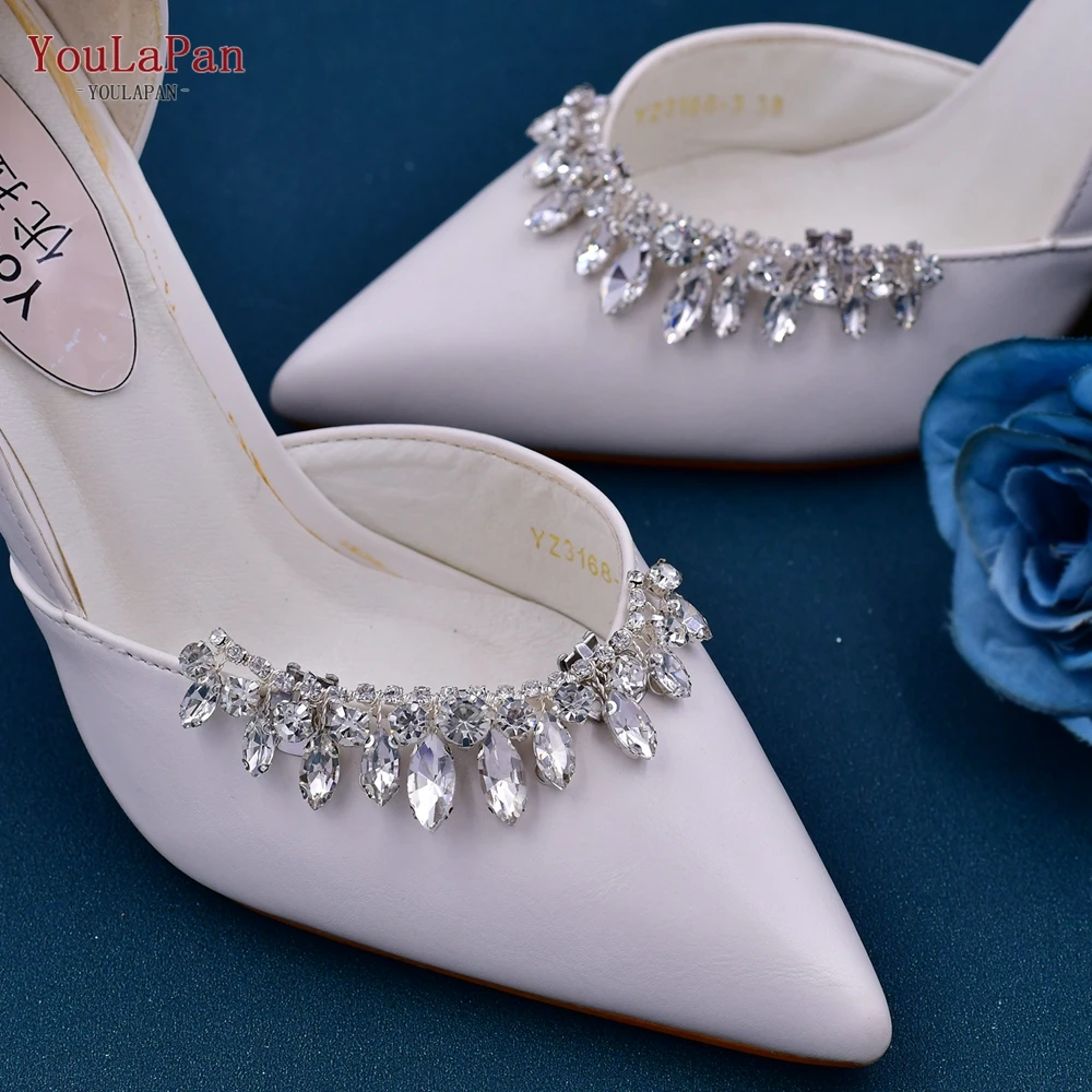 TOPQUEEN HX39 2pcs Rhinestone Shoe Clips Removable Woman Shoes Clip High Heels Shoe Buckle Wedding Bridal Decoration Accessories