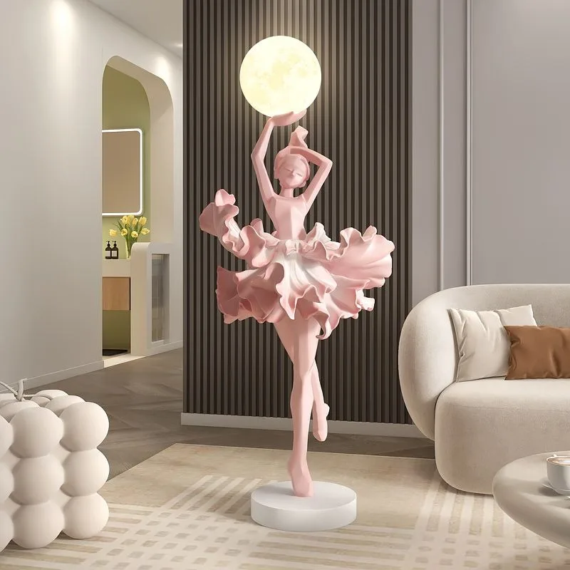 Ballet Girl Sculptures Lamp Resin Floor Standing Ornaments Nordic Art Creative Groot Sculpture  Modern Luxury Home Decoration