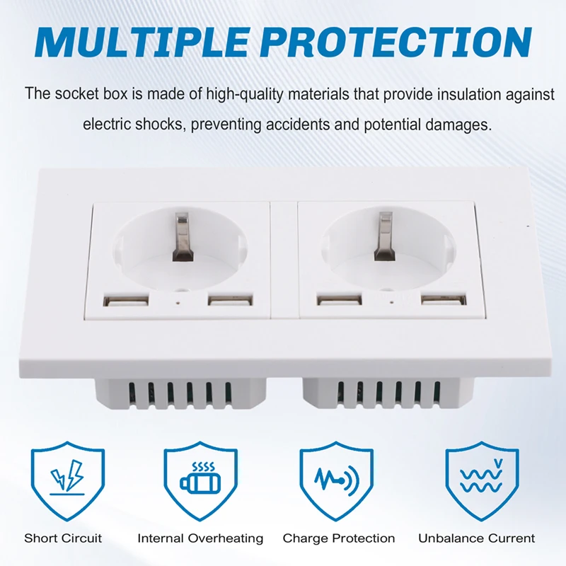 IP66 16A 250V Waterproof Outdoor Wall Power Socket Box  Electrical Double Outlet With 2USB  For Home Garden