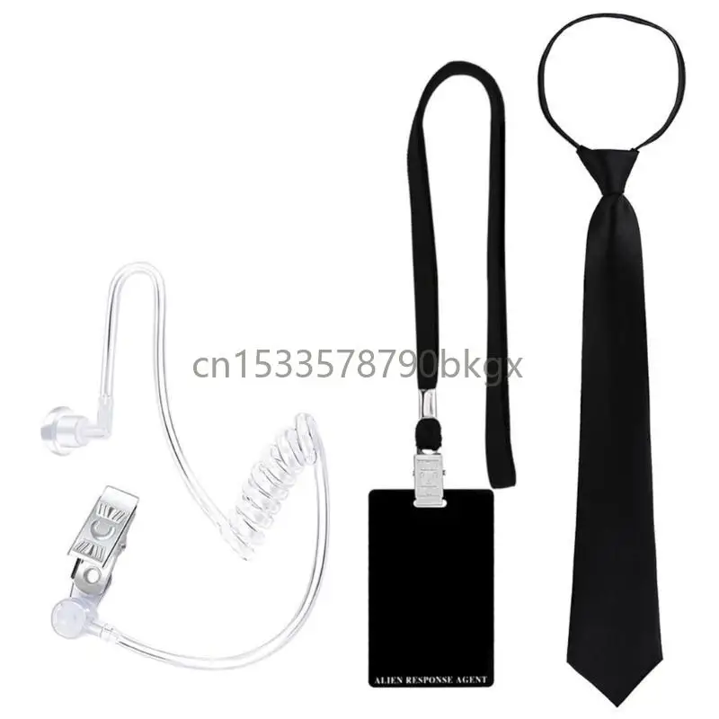 

Secret Agent Costume Accessories With Earpiece Glasses Neck Tie For Adult Kid J78E