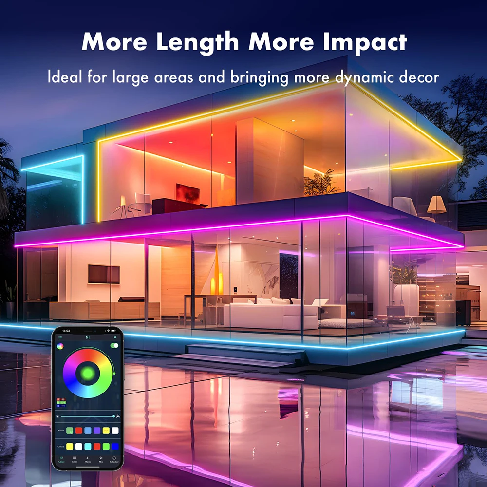 Imagem -04 - Silicone Led Neon Strip para Tuya Smart Life Wifi Lanterna Rgb Alexa Google Home 6x15 mm 24v 2a