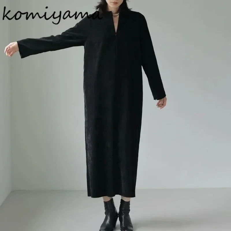 

Split Long Sleeve Vestidos Mujer Corduroy Round Neck Vestido Japan Style Dress Ropa Mujer 2024 Spring Spring Dresses Women