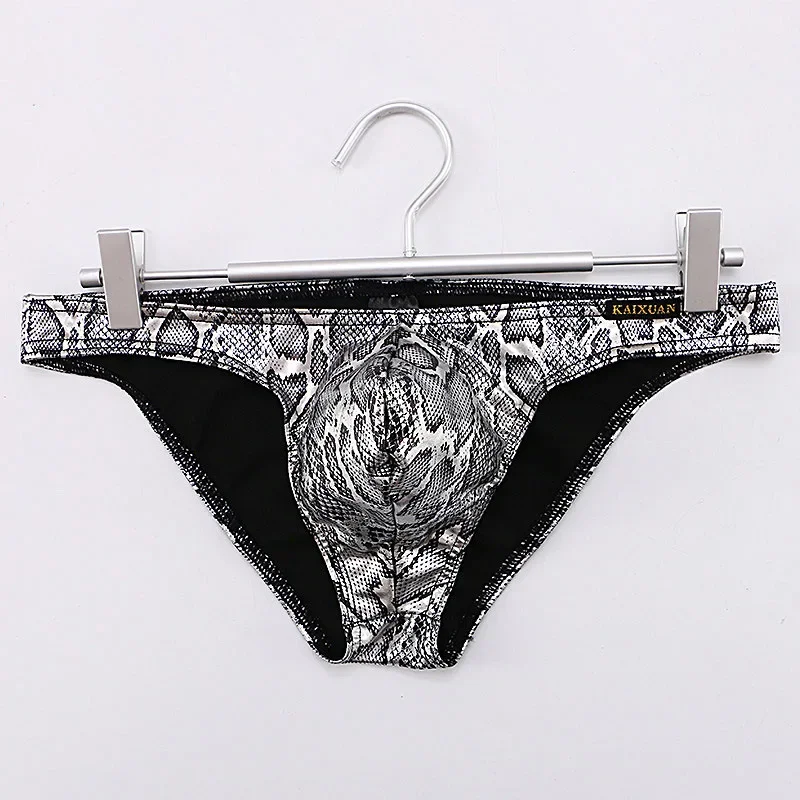 

Snake pattern dance pants low waist underwear men’s snakeskin pattern print briefs U-shaped large pouch pantie