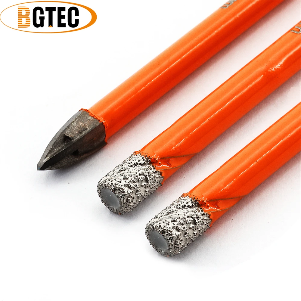 BGTEC 10pcs/Box Diamond Drill Bits Core 6mm Round Shank Core Bits+Cross Hole Opener Drilling Granite Porcelain Tile Stoneware