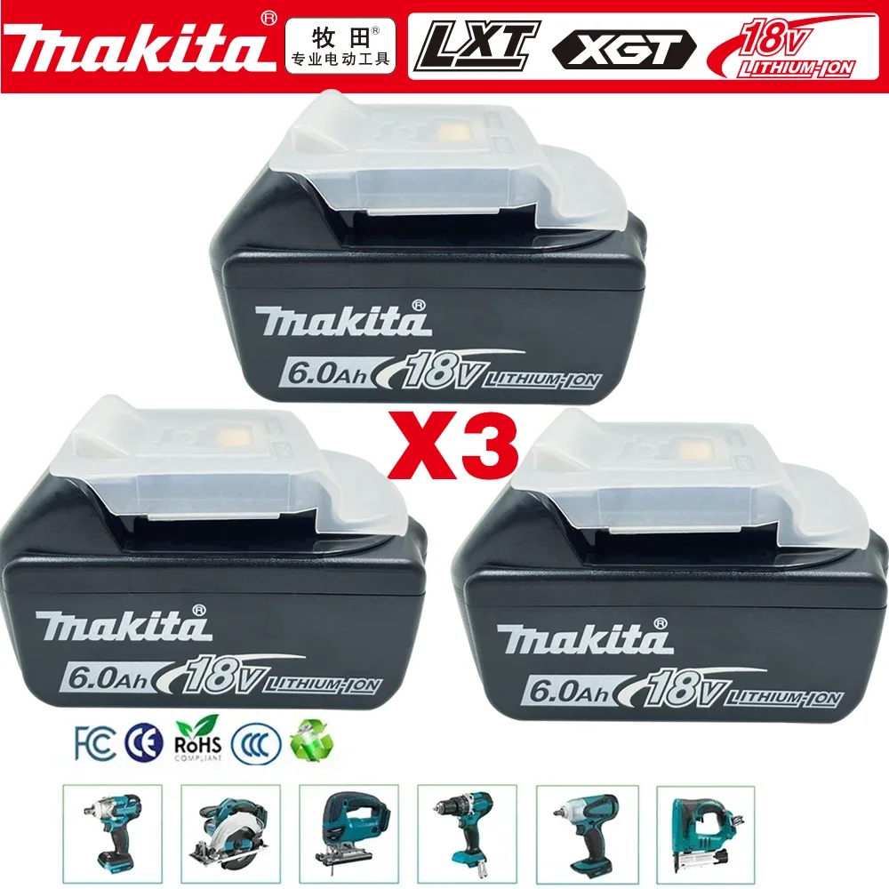 

Original 18V 6A Makita Rechargeable Power Tool Battery, Replaceable LED Lithium-ion, 6.0 Ah 18V LXT BL1860B BL1860BL1850 BL1830