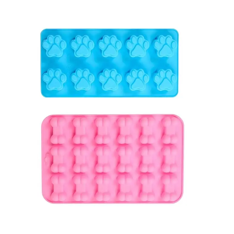 J1UL1N Silicone Molds Paw And Bone Molds (6 PCS) For Baking, Chocolate, Candy, Jelly, Dog Treats,Ice Cube-Molds
