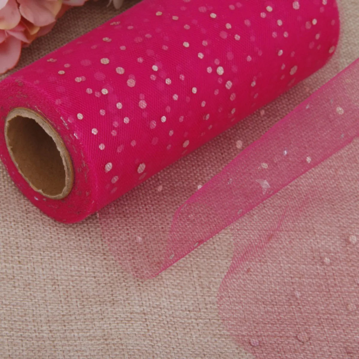 

24 Yards Sequin Tulle Rolls Fashion Sparkle Net Gauze For Wedding Decor Gift Wrapping Party Ornament Diy Craft Pink