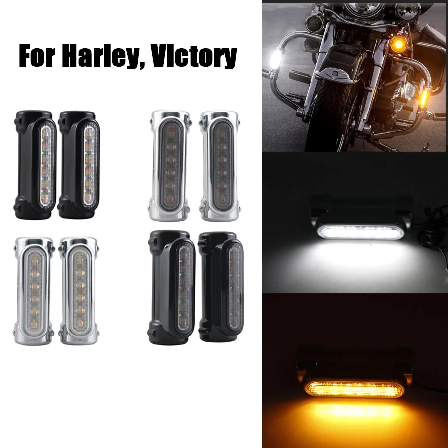

Motorcycle Accessories 1.25'' Left & Right Crash Bar Turn Signal Light Running Light For Harley Victory Others Models with Bars