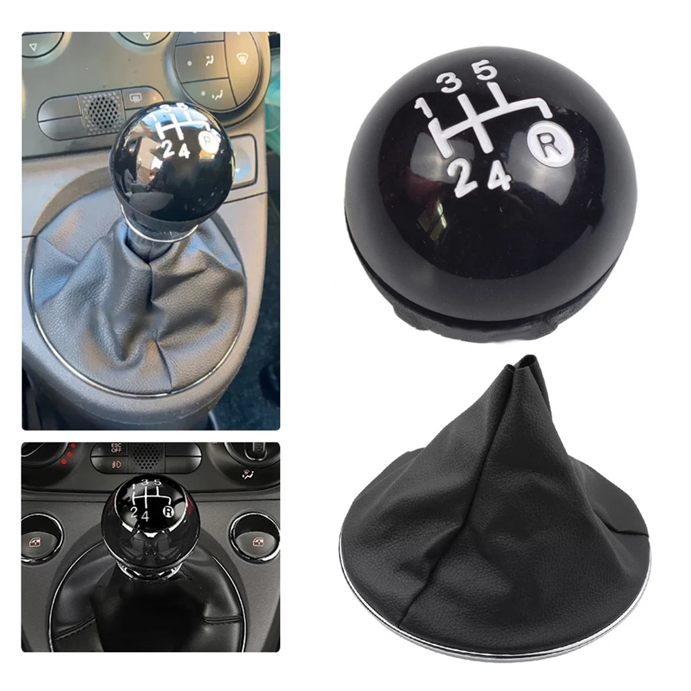 5 Speed Gear Shift Knob Shifter With Boot Cover Case 55344048 For Fiat 500 500C 2012-2018 Replacement Car Interior Parts