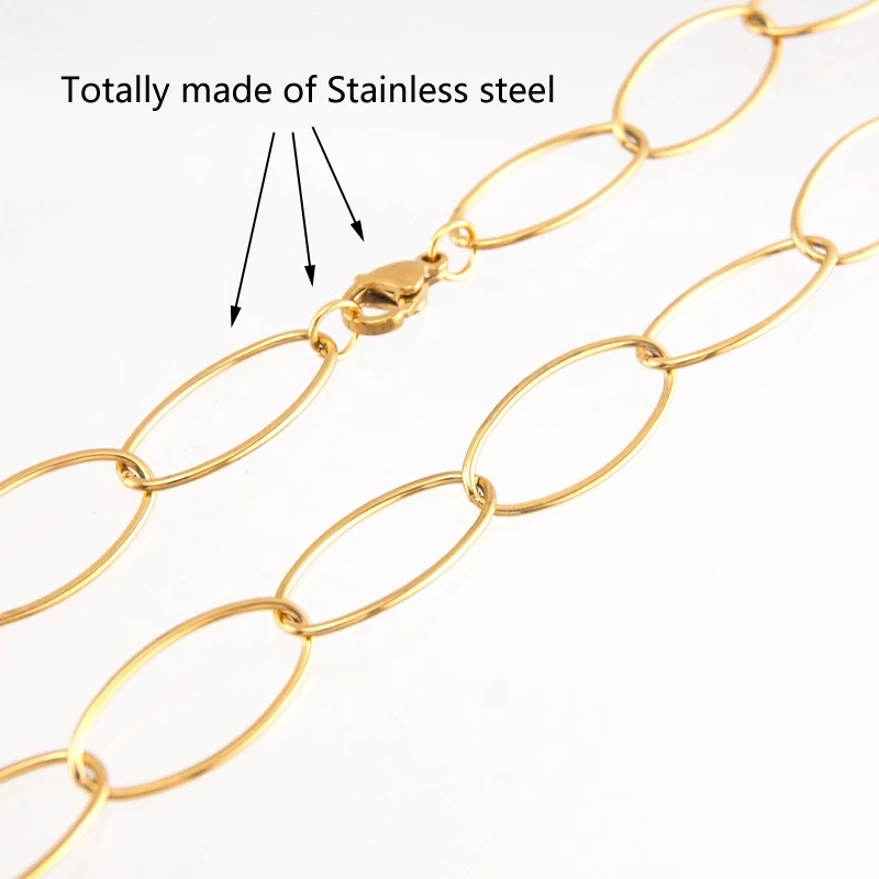 Stainless Steel Sell In Meter Chain for women  Oval Unique   O link chain silver/gold color pulseras mujer