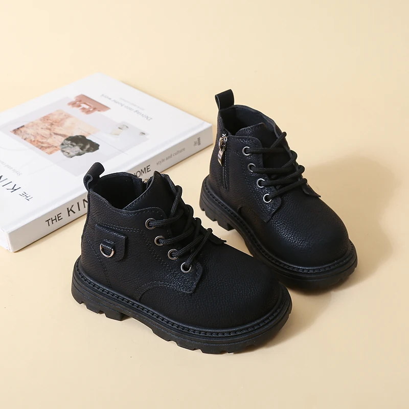 Kinder-Stiefeletten für Jungen und Mädchen, lässige Schnürstiefel, modische Kampfstiefel, leicht, rutschfest, für den Alltag im Freien, Frühling, Herbst, Winter – Detail 6