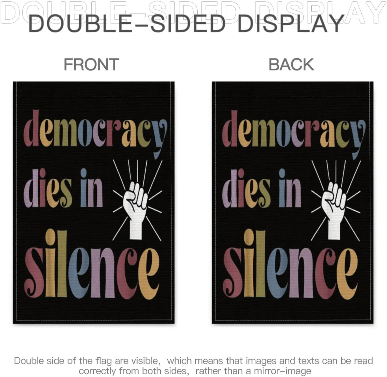 Vintage Democracy Dies in Silence Keep Democracy in America Garden Flag,12x18 Inch Cute Welcome Sign for Front Yard, Housewa IIC