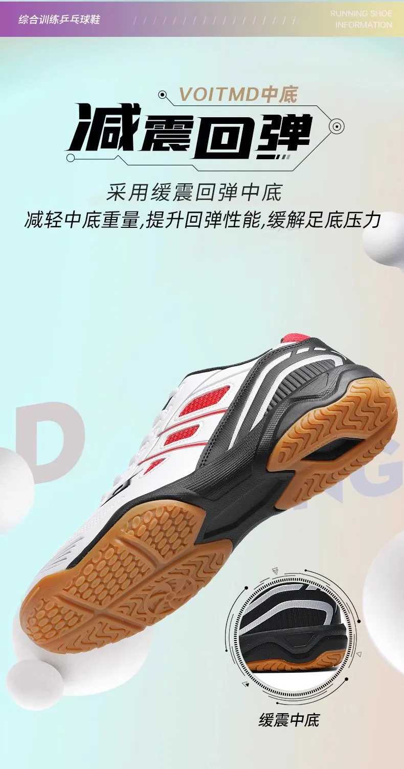 

Unisex table tennis shoes, indoor court shoes, durable badminton training sports shoes for men