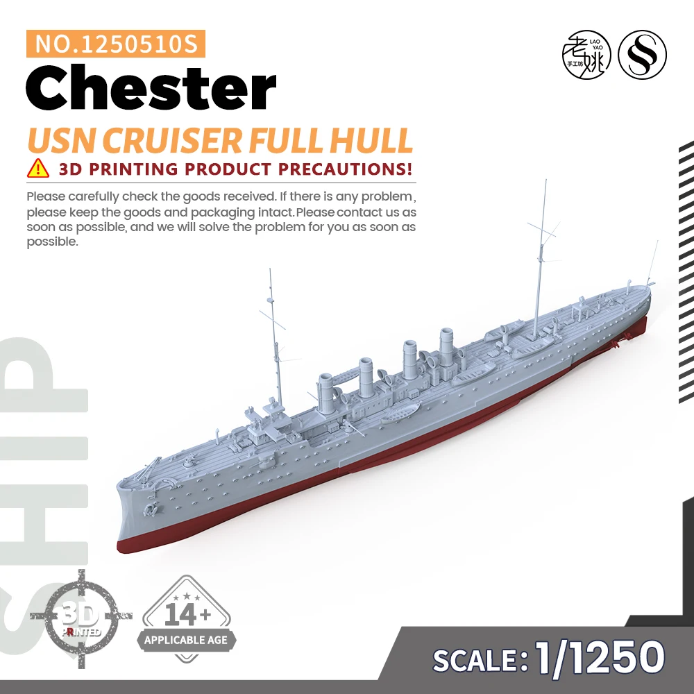 SSMODEL SSC1250510/S 1/1250 Military Model Kit USN Chester Cruiser Full Hull