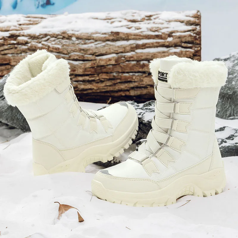 Women's Winter Shoes Platform Boots Outdoor Thicken Warm Snow Boots Fashionable Casual Hiking Boots for Women Waterproof Booties